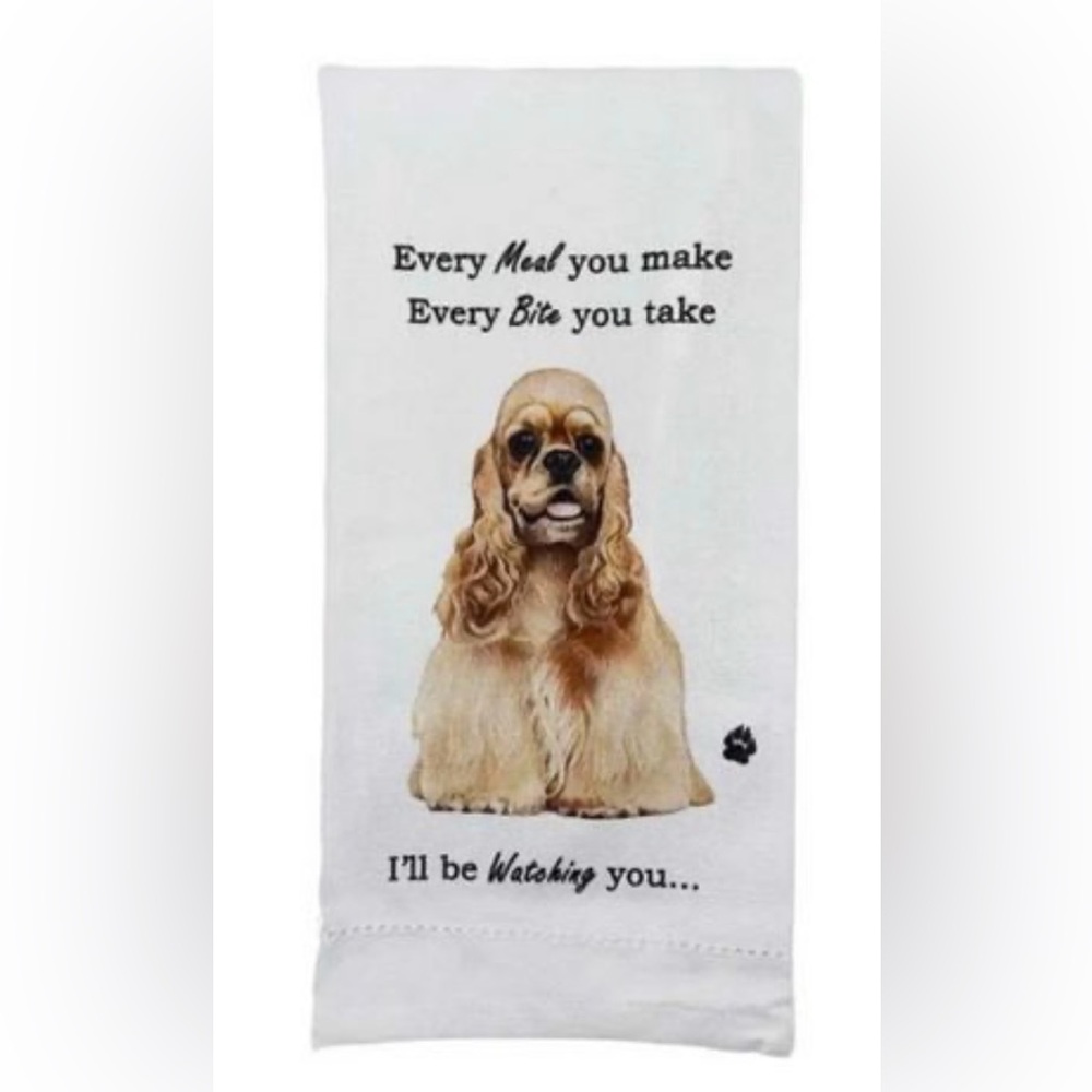 NWT E & S Imports 26” x 18” Buff Cocker Spaniel Kitchen Towel Dog Puppy